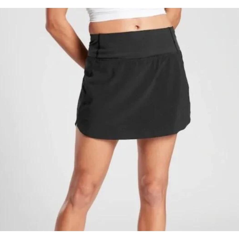 Athleta Run With It Skort Black Athletic Running Tennis Skirt Small Athleisure